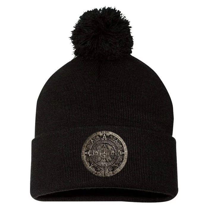 Aztec Or Mayan Calendar Maya Men Women Kids Pom Pom 12in Knit Beanie