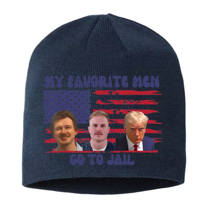 All Of My Favorite Man Go To Jail Groovey Retro 70s 8 1/2in Sustainable Knit Beanie