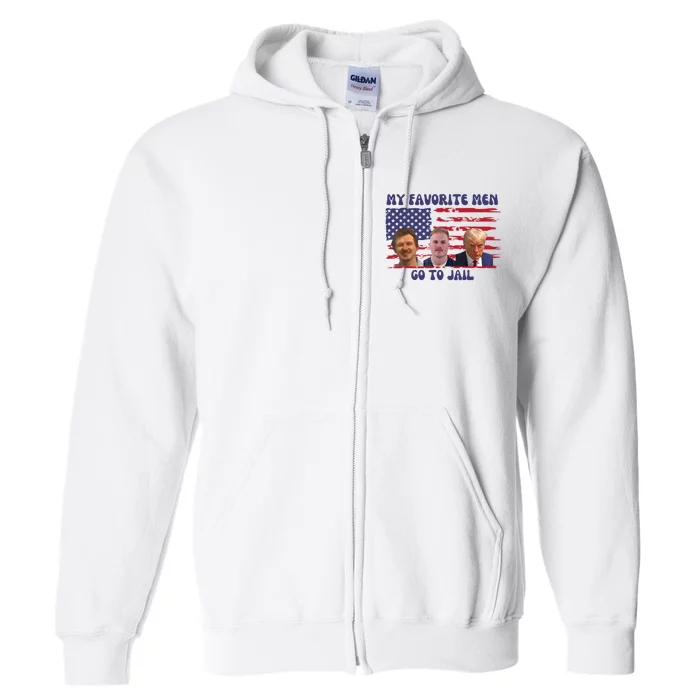 All Of My Favorite Man Go To Jail Groovey Retro 70s Full Zip Hoodie