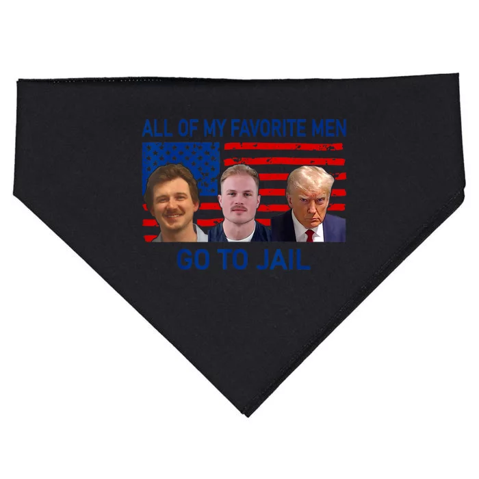 All Of My Favorite Go To Jail Funny Quote USA-Made Doggie Bandana