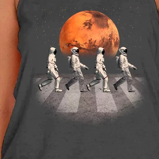 Astronauts Occupy Mars Crosswalk Women's Knotted Racerback Tank