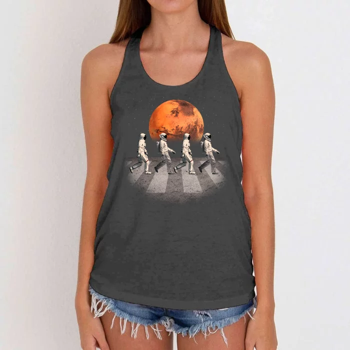 Astronauts Occupy Mars Crosswalk Women's Knotted Racerback Tank