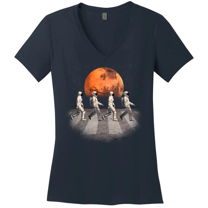 Astronauts Occupy Mars Crosswalk Women's V-Neck T-Shirt