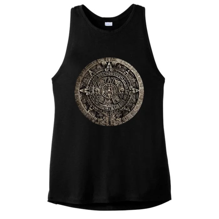 Aztec Or Mayan Calendar Maya Ladies Tri-Blend Wicking Tank