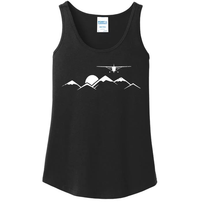 Airplane Over Mountains Gift For Pilots Ladies Essential Tank