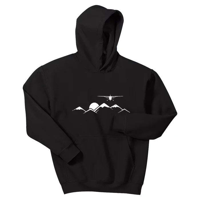 Airplane Over Mountains Gift For Pilots Kids Hoodie