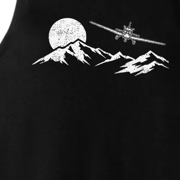 Airplane Over Mountains Gift For Pilots Aviation Ladies Tri-Blend Wicking Tank