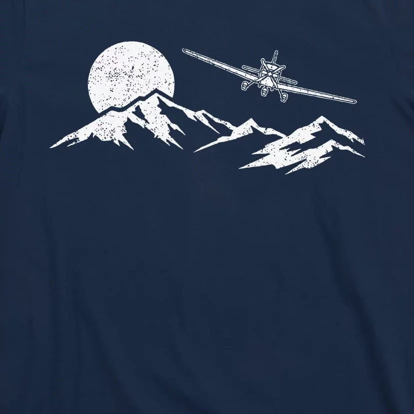 Airplane Over Mountains Gift For Pilots Aviation T-Shirt