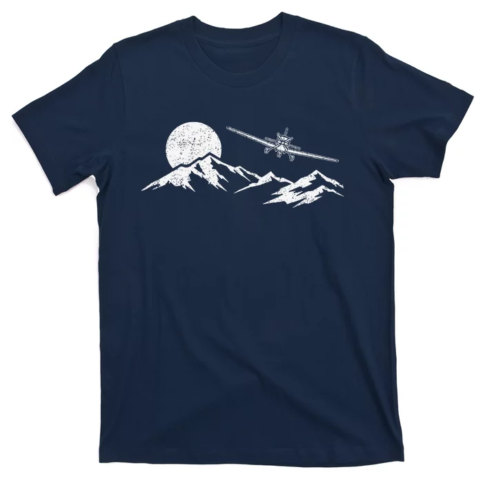 Airplane Over Mountains Gift For Pilots Aviation T-Shirt