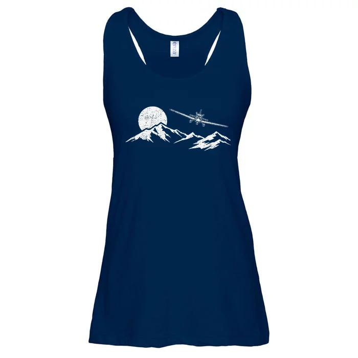 Airplane Over Mountains Gift For Pilots Aviation Ladies Essential Flowy Tank