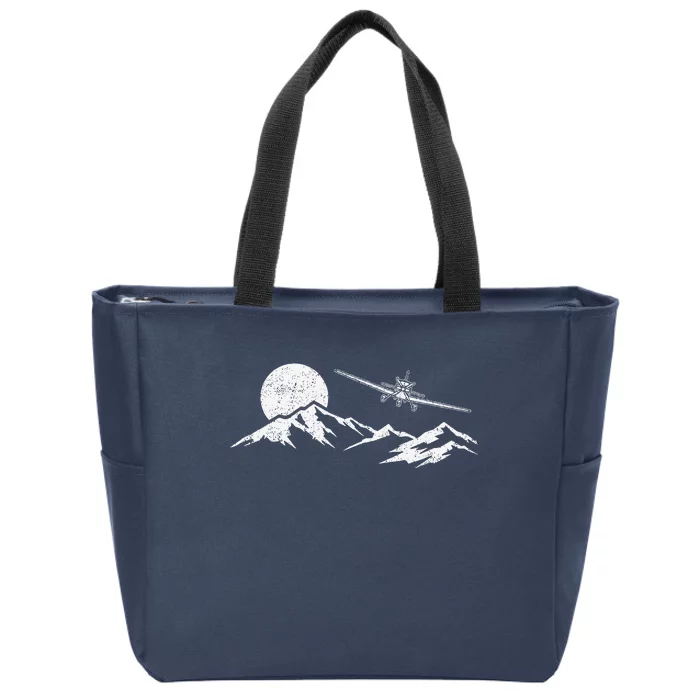 Airplane Over Mountains Gift For Pilots Aviation Zip Tote Bag