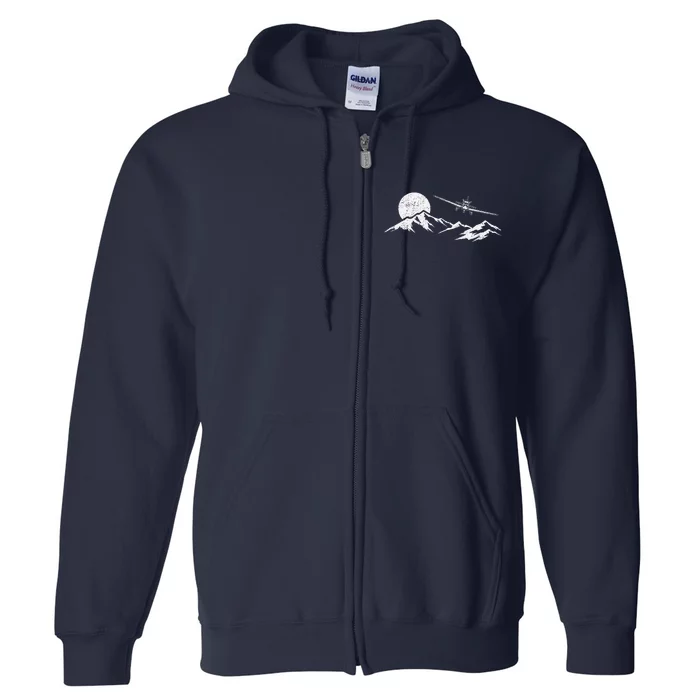 Airplane Over Mountains Gift For Pilots Aviation Full Zip Hoodie