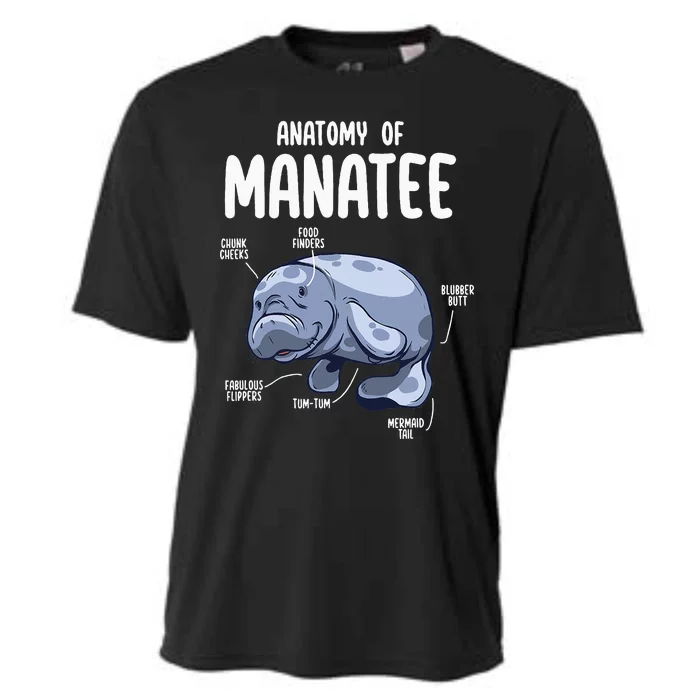 Anatomy Of Manatee Funny Sea Animal Chubby Manatee Lovers Cooling Performance Crew T-Shirt