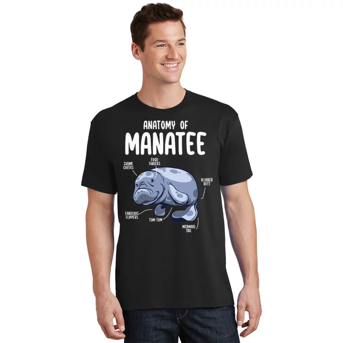 Anatomy Of Manatee Funny Sea Animal Chubby Manatee Lovers T-Shirt