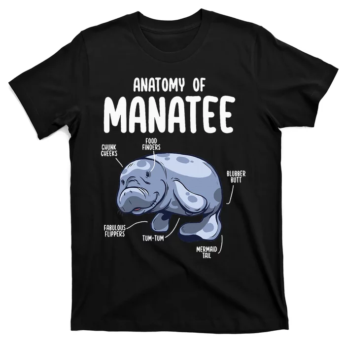 Anatomy Of Manatee Funny Sea Animal Chubby Manatee Lovers T-Shirt