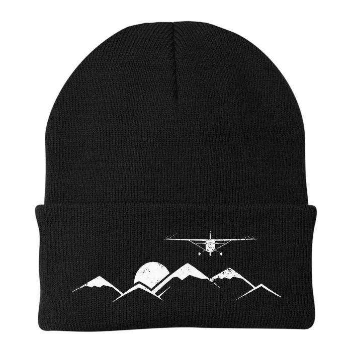 Airplane Over Mountains Gift For Pilots Knit Cap Winter Beanie