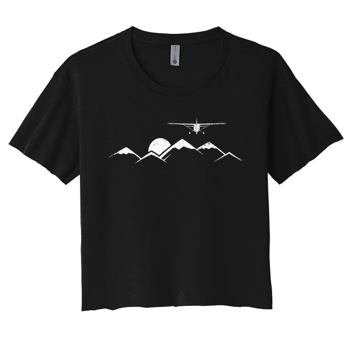 Airplane Over Mountains Gift For Pilots Women's Crop Top Tee