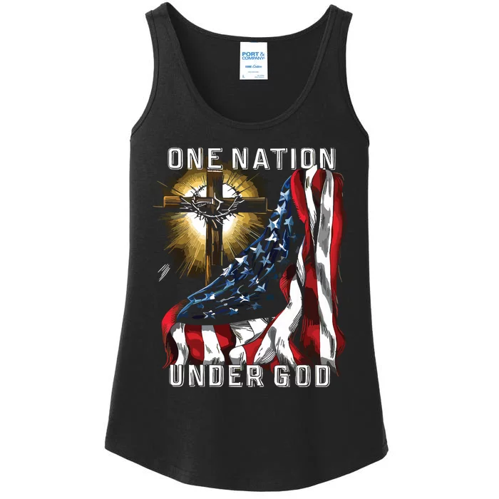 America One Nation Under God Ladies Essential Tank