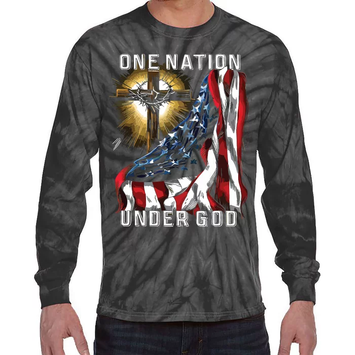 America One Nation Under God Tie-Dye Long Sleeve Shirt