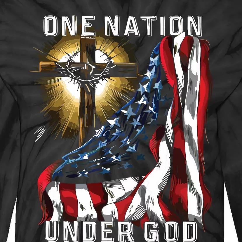 America One Nation Under God Tie-Dye Long Sleeve Shirt