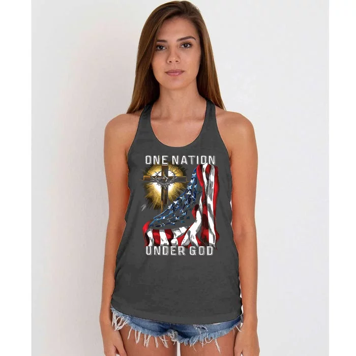 America One Nation Under God Women's Knotted Racerback Tank