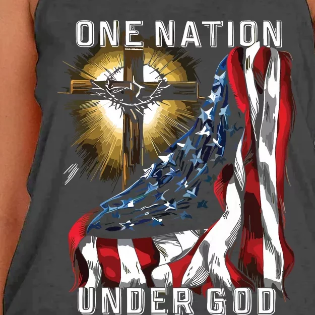 America One Nation Under God Women's Knotted Racerback Tank