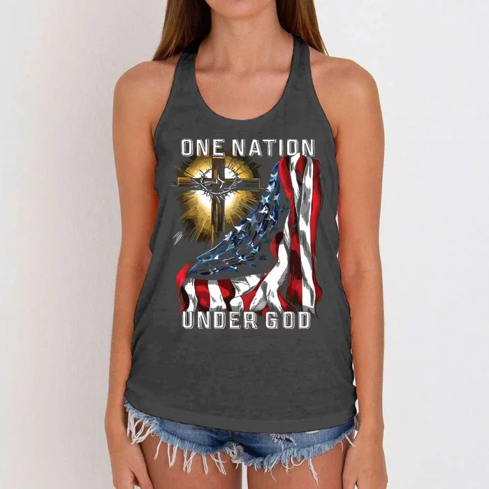 America One Nation Under God Women's Knotted Racerback Tank