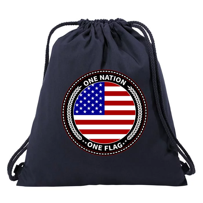 America One Nation One Flag Drawstring Bag