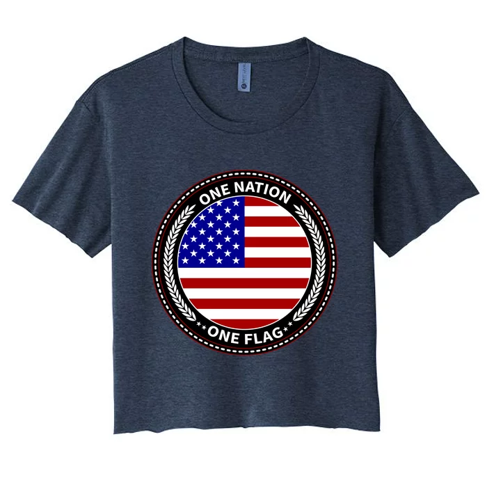 America One Nation One Flag Women's Crop Top Tee