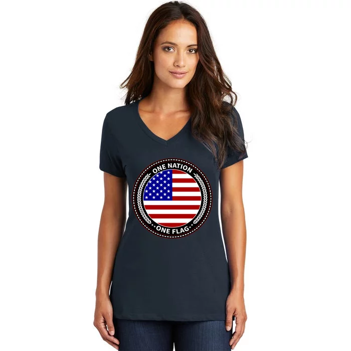 America One Nation One Flag Women's V-Neck T-Shirt