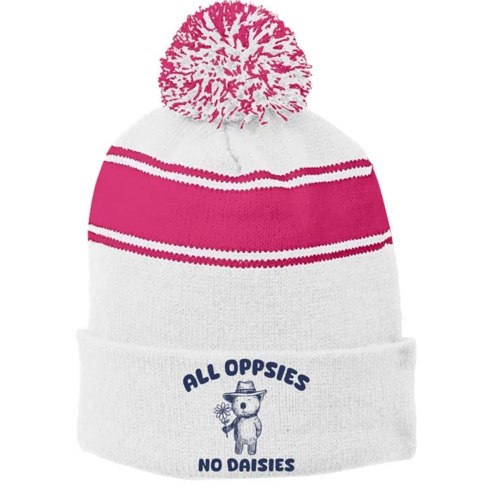 All Oopsies No Daisies Cute Bear Stripe Pom Pom Beanie