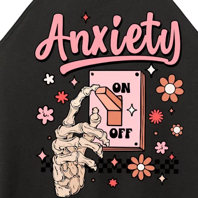 Anxiety On Off Funny Mental Health Awareness Cute Psychology Student Women’s Perfect Tri Rocker Tank