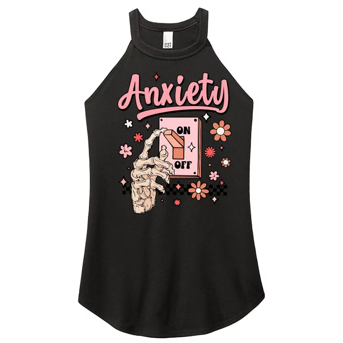 Anxiety On Off Funny Mental Health Awareness Cute Psychology Student Women’s Perfect Tri Rocker Tank