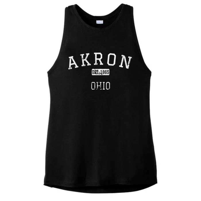 Akron Ohio OH Vintage Ladies Tri-Blend Wicking Tank