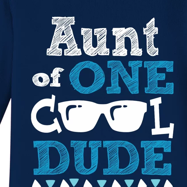 Aunt Of One Cool Dude Funny Birthday Boy Cool Baby Long Sleeve Bodysuit