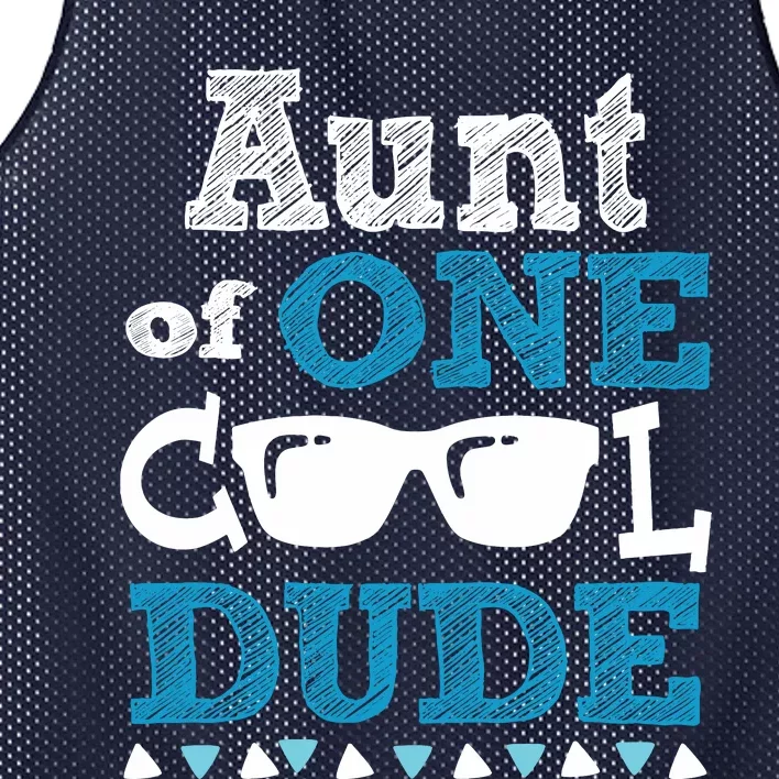 Aunt Of One Cool Dude Funny Birthday Boy Cool Mesh Reversible Basketball Jersey Tank