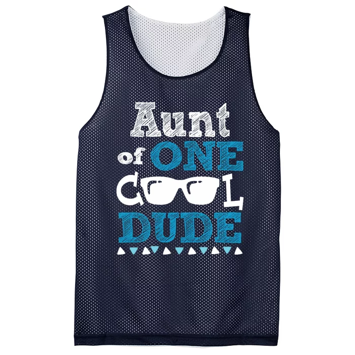 Aunt Of One Cool Dude Funny Birthday Boy Cool Mesh Reversible Basketball Jersey Tank