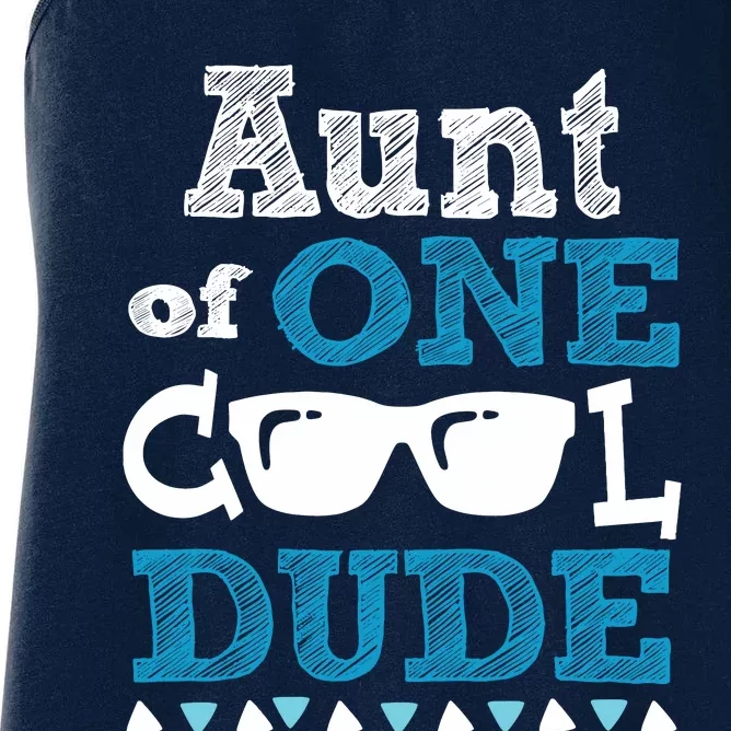 Aunt Of One Cool Dude Funny Birthday Boy Cool Women's Racerback Tank