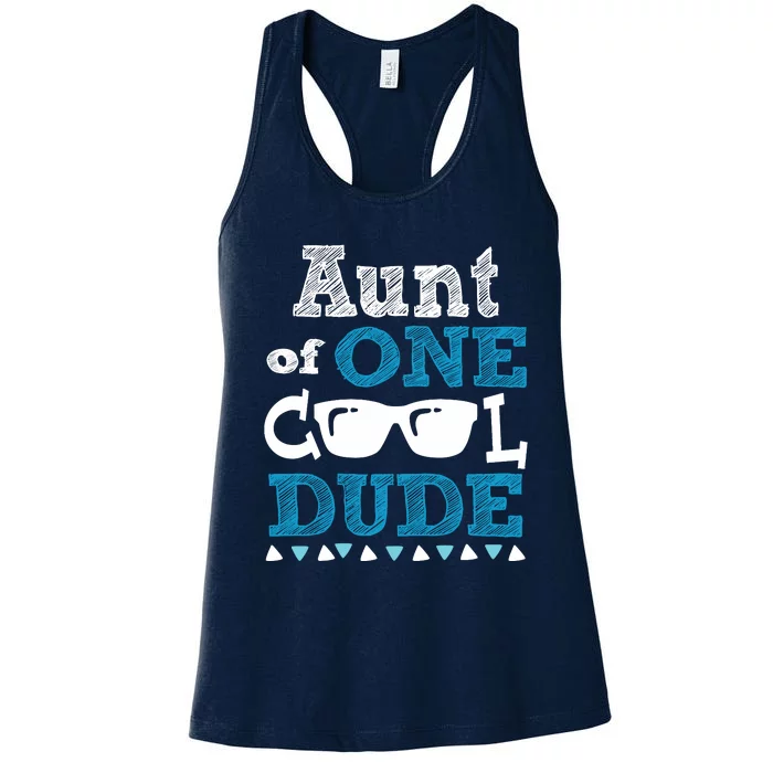 Aunt Of One Cool Dude Funny Birthday Boy Cool Women's Racerback Tank