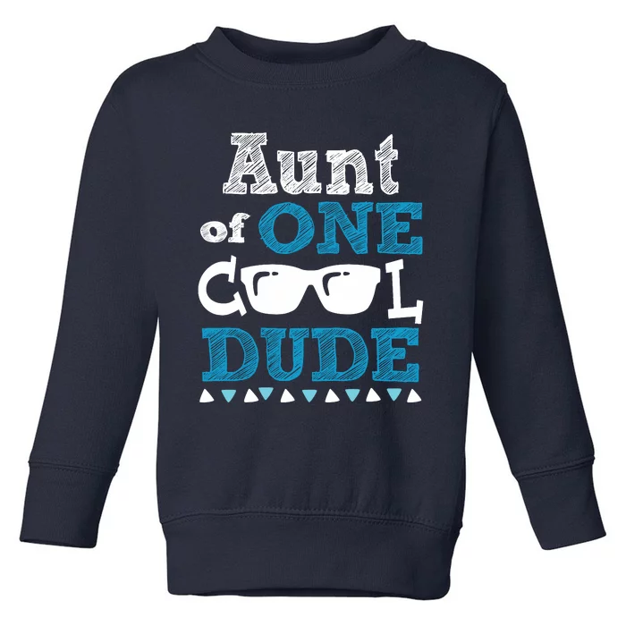 Aunt Of One Cool Dude Funny Birthday Boy Cool Toddler Sweatshirt