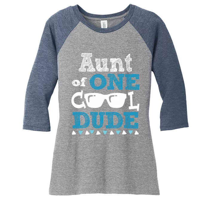 Aunt Of One Cool Dude Funny Birthday Boy Cool Women's Tri-Blend 3/4-Sleeve Raglan Shirt