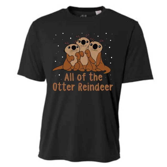 All Of Otter Reindeer Christmas Pajama Gift Cute Xmas Funny Gift Cooling Performance Crew T-Shirt