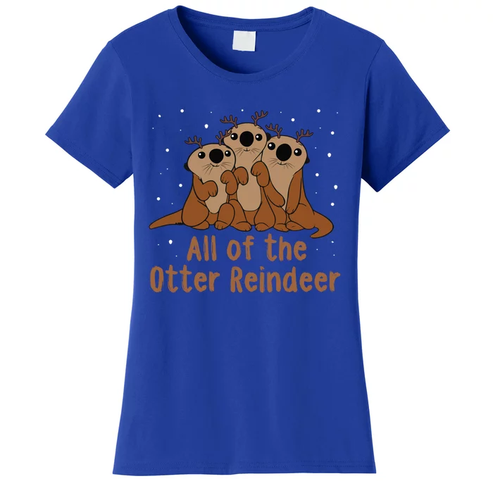 All Of Otter Reindeer Christmas Pajama Gift Cute Xmas Funny Gift Women's T-Shirt