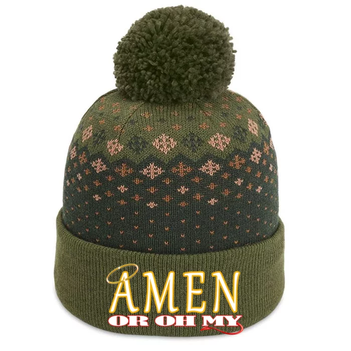 Amen Or Oh My Religious Quote Funny Novelty Design The Baniff Cuffed Pom Beanie