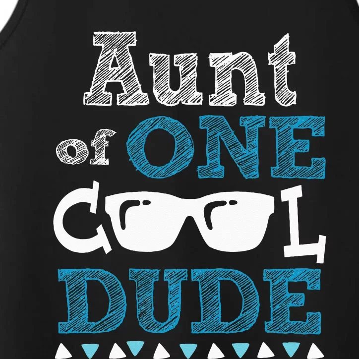 Aunt Of One Cool Dude Funny Birthday Boy Cool Performance Tank