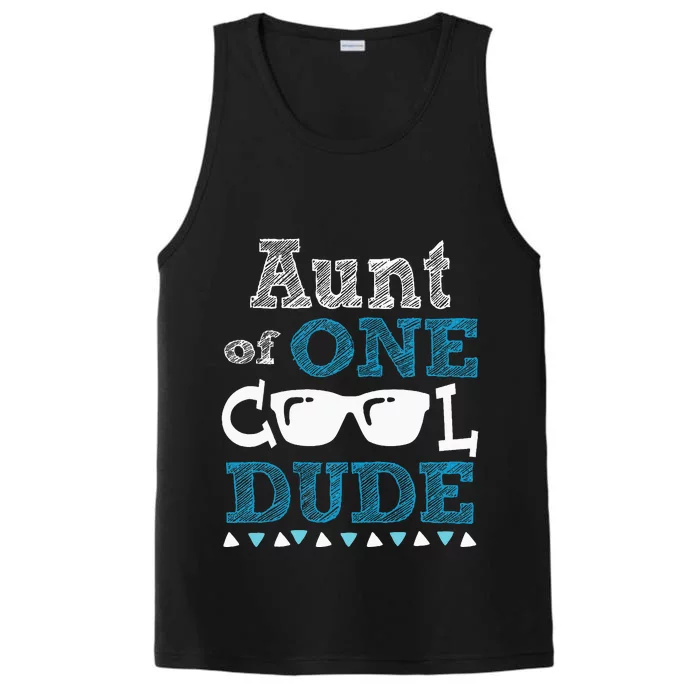 Aunt Of One Cool Dude Funny Birthday Boy Cool Performance Tank