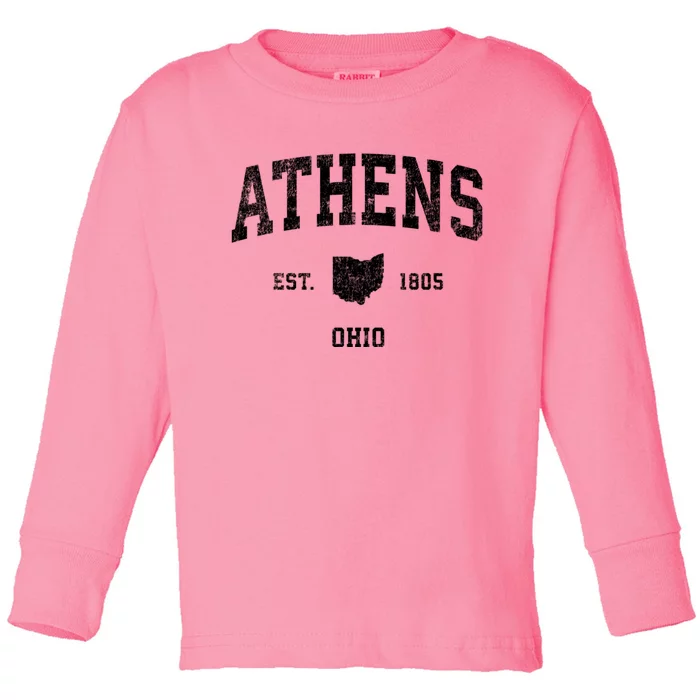 Athens Ohio Oh Vintage Sports Toddler Long Sleeve Shirt