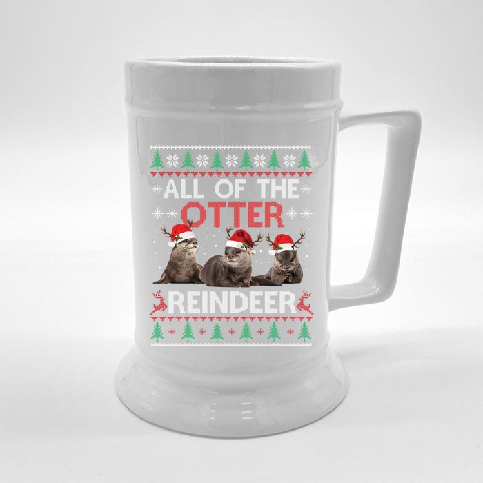 All Of Otter Reindeer Christmas Ugly Sweater Pajamas Xmas Cute Gift Front & Back Beer Stein