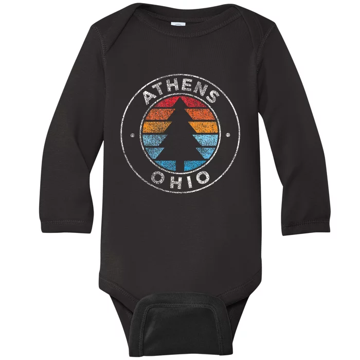 Athens Ohio Oh Vintage Retro 70s Baby Long Sleeve Bodysuit