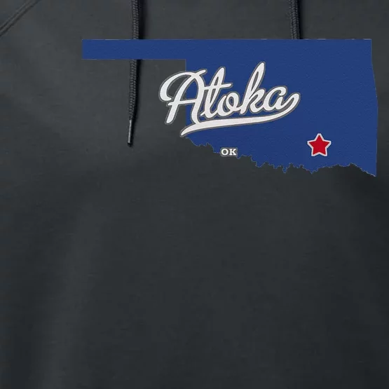 Atoka Oklahoma OK Map Performance Fleece Hoodie